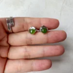 Jade Dolphin Stud Earrings – Green Nephrite Jade in 925 Sterling Silver (JSY-0424-12096) - Image 3