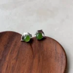 Jade Dolphin Stud Earrings – Green Nephrite Jade in 925 Sterling Silver (JSY-0424-12096) - Image 2