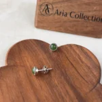 Jade Classic Round Stud Earrings – Small Green Nephrite Jade in 925 Sterling Silver (JSY-0424-12155) - Image 2