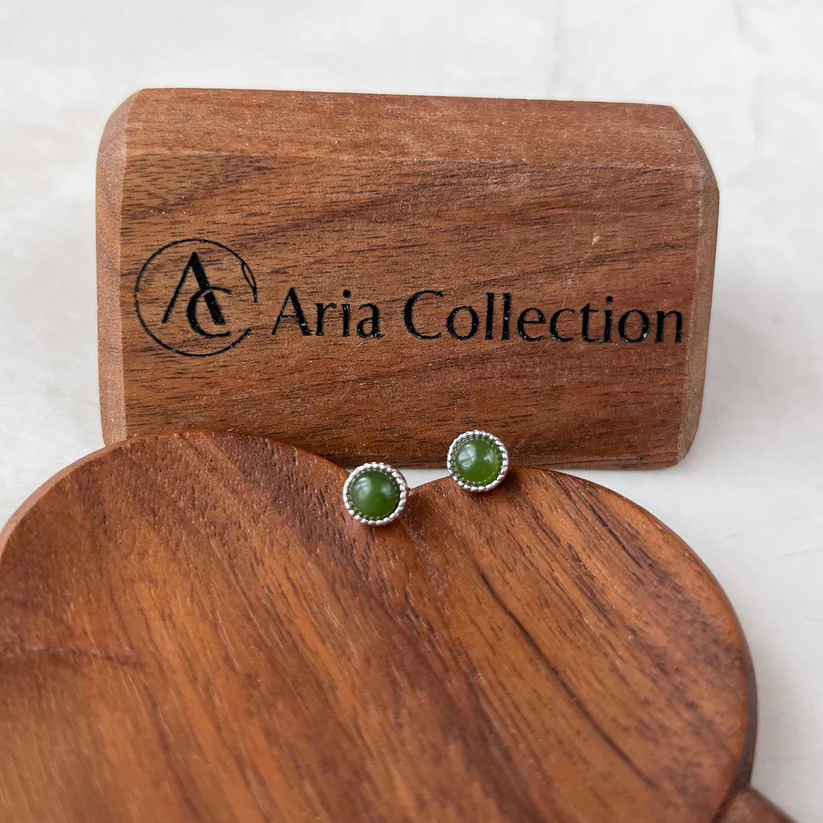 il_fullxfull.6282440103_sbqd Jade Classic Round Stud Earrings – Small Green Nephrite Jade in 925 Sterling Silver (JSY-0424-12155) - Image 1