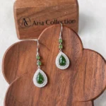Jade Teardrop Earrings – Green Nephrite Jade in 925 Sterling Silver (JSY-0424-12149)