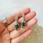 Jade Verdant Whirl Stud Earrings – Green Nephrite Jade in 925 Sterling Silver (JSY-0424-12131) - Image 3