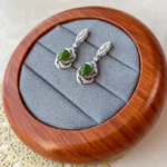 Jade Verdant Whirl Stud Earrings – Green Nephrite Jade in 925 Sterling Silver (JSY-0424-12131) - Image 2