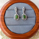 Jade Verdant Whirl Stud Earrings – Green Nephrite Jade in 925 Sterling Silver (JSY-0424-12131)