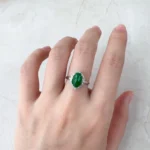 Green Jadeite Jade Halo Ring, 18K White Gold with natural diamonds, Size 5.50, SHWQ-0424-1732902490 - Image 5