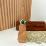 Green Jadeite Jade Halo Ring, 18K White Gold with natural diamonds, Size 5.50, SHWQ-0424-1732902490 - Image 4