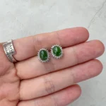 Jade Silver Sunlit Stud Earrings – Green Nephrite Jade in 925 Sterling Silver (JSY-0424-12116) - Image 2