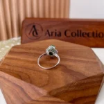 Green Jadeite Jade Halo Ring, 18K White Gold with natural diamonds, Size 5.50, SHWQ-0424-1732902490 - Image 3