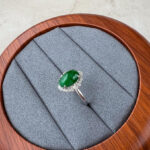 Green Jadeite Jade Halo Ring, 18K White Gold with natural diamonds, Size 5.50, SHWQ-0424-1732902490 - Image 6