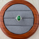 Green Jadeite Jade Halo Ring, 18K White Gold with natural diamonds, Size 5.50, SHWQ-0424-1732902490 - Image 7