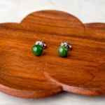 Jade Classic Orb Stud Earrings – Small Green Nephrite Jade in 925 Sterling Silver (JSY-0424-12288)