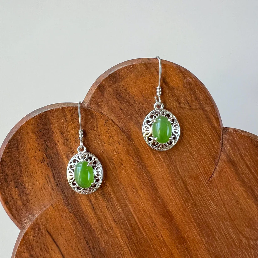 il_fullxfull.7198607144_fso2 Jade Heirloom Earrings – Green Nephrite Jade in 925 Sterling Silver (JSY-0424-12057) - Image 1
