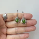 Jade Heirloom Earrings – Green Nephrite Jade in 925 Sterling Silver (JSY-0424-12057) - Image 2