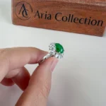 Jade Imperial Flower Halo Ring – Green Jadeite in 18K White Gold with Diamonds, Size 5.75 (SHWQ-0424-1760841850) - Image 5