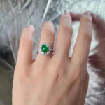 Jade Imperial Flower Halo Ring – Green Jadeite in 18K White Gold with Diamonds, Size 5.75 (SHWQ-0424-1760841850) - Image 3