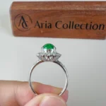 Jade Imperial Flower Halo Ring – Green Jadeite in 18K White Gold with Diamonds, Size 5.75 (SHWQ-0424-1760841850) - Image 6