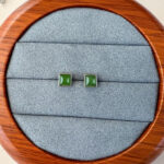 Jade Small Square Stud Earrings – Green Nephrite Jade in 925 Sterling Silver (JSY-0424-12168) - Image 2