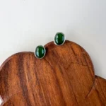 Jade Simply Jade Stud Earrings – Style 2, Green Nephrite Jade in 925 Sterling Silver (JSY-0424-12193) - Image 2