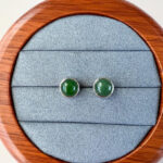 Jade Round Stud Earrings – Green Nephrite Jade in 925 Sterling Silver (JSY-0424-12205) - Image 4