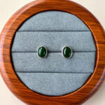 Jade Simply Jade Stud Earrings – Style 2, Green Nephrite Jade in 925 Sterling Silver (JSY-0424-12193)