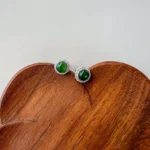 Jade Classic Round Stud Earrings – Style 3, Green Nephrite Jade in 925 Sterling Silver (JSY-0424-12177) - Image 2